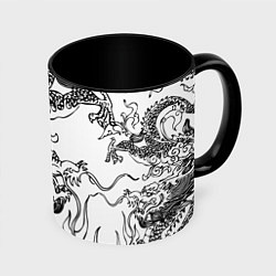 Кружка 3D Татуировка дракона на белом, цвет: 3D-белый + черный