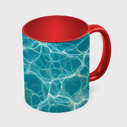 Кружка 3D Текстура воды с бликами, цвет: 3D-белый + красный