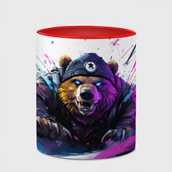 Кружка 3D Злой медведь и краски, цвет: 3D-белый + красный — фото 2