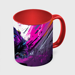 Кружка 3D Злой медведь и краски, цвет: 3D-белый + красный