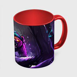 Кружка 3D Злой русский медведь в лесу, цвет: 3D-белый + красный