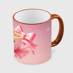 Кружка 3D Балерина капучино розовый, цвет: 3D-оранжевый кант
