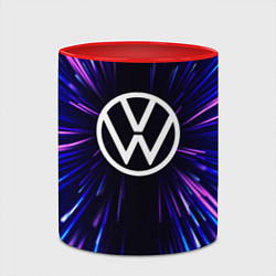 Кружка 3D Volkswagen neon energy, цвет: 3D-белый + красный — фото 2
