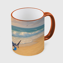 Кружка 3D Тралалеро тралала мем, цвет: 3D-оранжевый кант