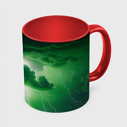 Кружка 3D Зелёный гром, цвет: 3D-белый + красный