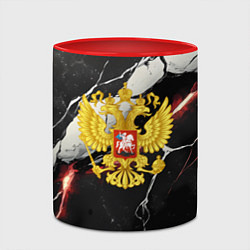 Кружка 3D Герб России на объемной черной текстуре, цвет: 3D-белый + красный — фото 2