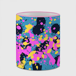 Кружка 3D Брызги краски розовой желтой и темно синей, цвет: 3D-розовый кант — фото 2