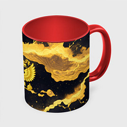 Кружка 3D Герб России - черно-золотой фон, цвет: 3D-белый + красный