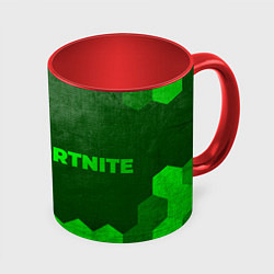 Кружка 3D Fortnite - green gradient по-горизонтали, цвет: 3D-белый + красный