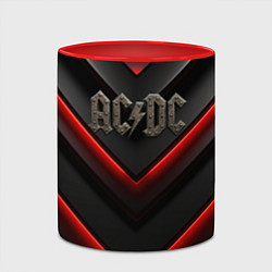 Кружка 3D ACDC лого из металла на черно-красной текстуре, цвет: 3D-белый + красный — фото 2