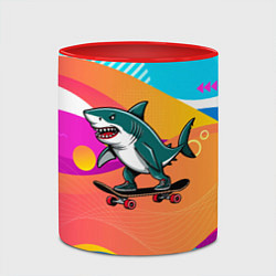 Кружка 3D Акула на скейте, цвет: 3D-белый + красный — фото 2