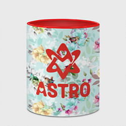 Кружка 3D Astro логотип на фоне цветов, цвет: 3D-белый + красный — фото 2