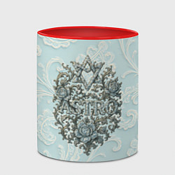 Кружка 3D Astro логотип группы с розами и листьями, цвет: 3D-белый + красный — фото 2
