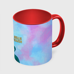 Кружка 3D Билли Айлиш из мозаики, цвет: 3D-белый + красный