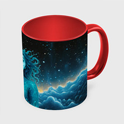 Кружка 3D Билли Айлиш из волн, цвет: 3D-белый + красный