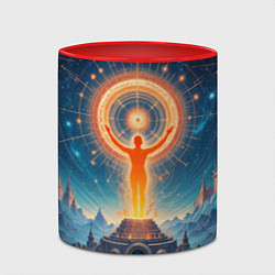 Кружка 3D Мистическая светящаяся оранжевая фигура и круг, цвет: 3D-белый + красный — фото 2