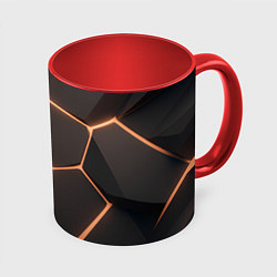 Кружка 3D Серая текстура из сот, цвет: 3D-белый + красный