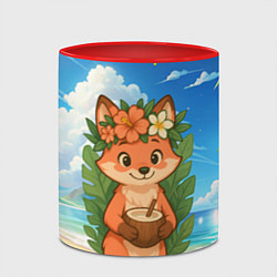 Кружка 3D Тропическая лисичка с кокосом, цвет: 3D-белый + красный — фото 2