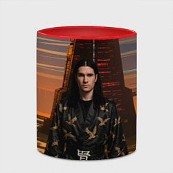 Кружка 3D Bones в халате с журавлями, цвет: 3D-белый + красный — фото 2