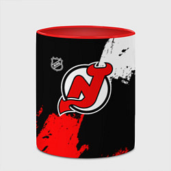 Кружка 3D Нью Джерси Девилз - брызги краски, цвет: 3D-белый + красный — фото 2