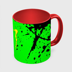 Кружка 3D Monster energy кислотные брызги, цвет: 3D-белый + красный