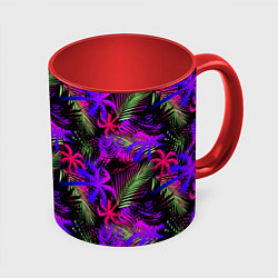 Кружка 3D Palm pink purple, цвет: 3D-белый + красный