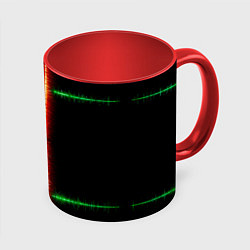 Кружка 3D Color black green red lines, цвет: 3D-белый + красный