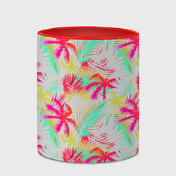 Кружка 3D Palm yellow pink, цвет: 3D-белый + красный — фото 2