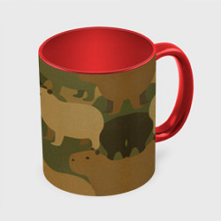 Кружка 3D Капибара - камуфляж, цвет: 3D-белый + красный