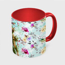 Кружка 3D Леди Гага в платье из листьев и цветов, цвет: 3D-белый + красный