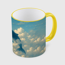 Кружка 3D Кит в облаках, цвет: 3D-желтый кант