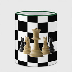 Кружка 3D Деревянные шахматные фигуры на доске, цвет: 3D-зеленый кант — фото 2