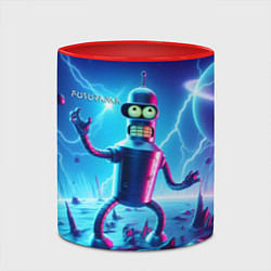 Кружка 3D Bender on neon planet - ai art fantasy, цвет: 3D-белый + красный — фото 2