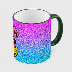 Кружка 3D Duck yeah - утка в наушниках, цвет: 3D-зеленый кант