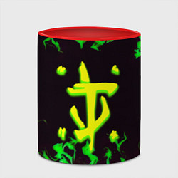 Кружка 3D Doom зелёный огонь, цвет: 3D-белый + красный — фото 2