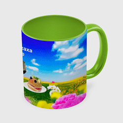 Кружка 3D В мире хаха я хехе, цвет: 3D-белый + светло-зеленый