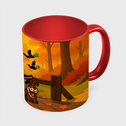Кружка 3D Эрик Картман в игре Duck Hunt стреляет в уток, цвет: 3D-белый + красный