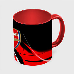 Кружка 3D Arsenal абстракция полосы, цвет: 3D-белый + красный