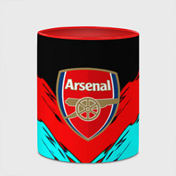 Кружка 3D Arsenal полосы краски, цвет: 3D-белый + красный — фото 2