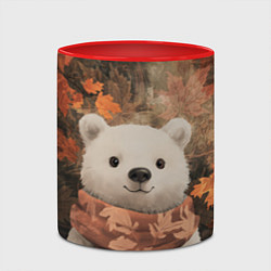 Кружка 3D Белый мишка в осеннем лесу, цвет: 3D-белый + красный — фото 2