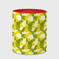 Кружка 3D Яркий камуфляж желтые и зеленые пятна, цвет: 3D-белый + красный — фото 2