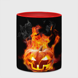 Кружка 3D Горящая тыква джек, цвет: 3D-белый + красный — фото 2