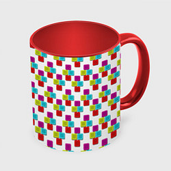Кружка 3D Цветные блоки на белом, цвет: 3D-белый + красный