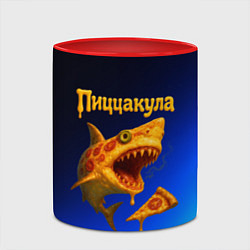Кружка 3D Пиццакула - акула из пиццы, цвет: 3D-белый + красный — фото 2