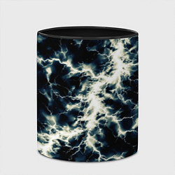 Кружка 3D Чёрно-синий разряд абстракция, цвет: 3D-белый + черный — фото 2