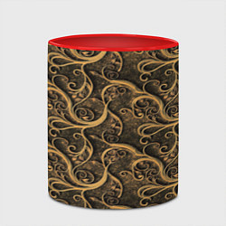 Кружка 3D Латунные завитки, цвет: 3D-белый + красный — фото 2