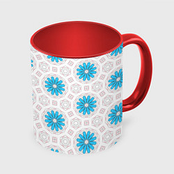 Кружка 3D Цветочно-геометрический узор, цвет: 3D-белый + красный