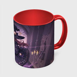 Кружка 3D Аниме Ведьма Читает Книгу Заклинаний, цвет: 3D-белый + красный