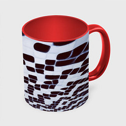 Кружка 3D Оптическая абстракция, цвет: 3D-белый + красный