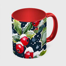 Кружка цветная Зимний остролист